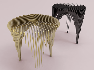 Side table 'waterfall' (in brass & black) brass industrial design interior product product design product presentation rendering side table table waterfall