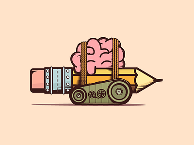 Think Tank brain illustrator pencil rope rubber tank think tank vector