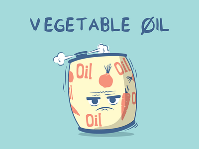 Vegetable Oil angry barrel blow character food oil vector