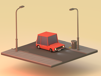 Classy Hatchback 3d 3d blender car low poly scene trash