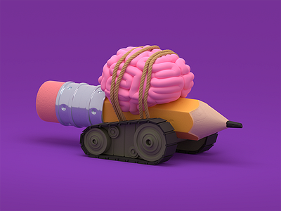 Think Tank 3D blender brain creative idea pencil rope tank think
