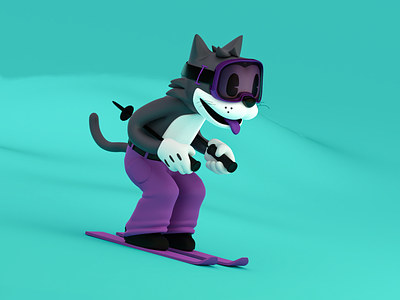 Max The SnowCat 3d blender cat character characterdesign illustration mountain ski skiing snowcat
