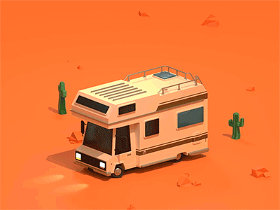 Camper trippin! 3d 3dart blender camper campervan camping car desert illustration motorhome
