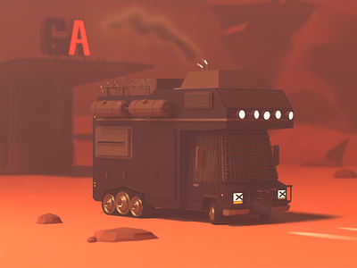 Camper Trippin' apocalypse style 3d apocalypse blender camper car illustration lowpoly mad max zombie