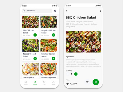 Healthy food mobile app design aplication design food fruit healty salad ui uidesign uiux vegetable