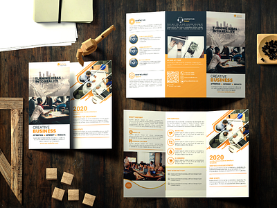 Creative business trifold brochure template design