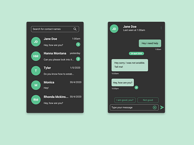 Direct Messaging dailyui dark design figma mobile ui ux