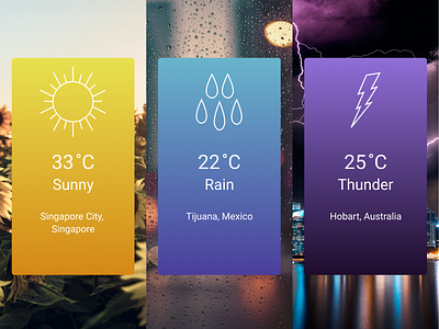 Weather app #dailyui #037 dailyui dailyui 037 design figma mobile rainy sunny thunder ui ux weather app weather icon