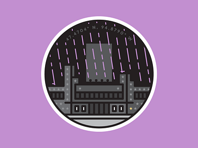 First Ave badge circle first illustration line minneapolis music patch prince purple rain