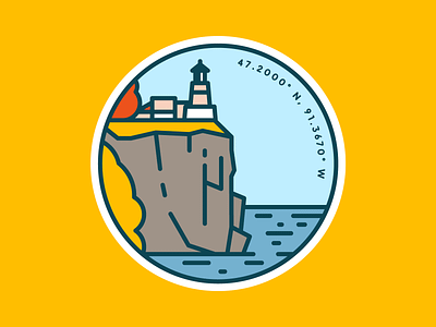 Split Rock Lighthouse badge building cliff fall illustraion lake lake superior lighthouse line north north shore northshore patch trees