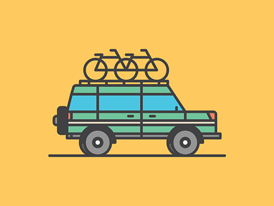 Roof Mount I bike car illustratio illustration jeep line transportation vehicle