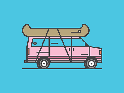 Roof Mount II canoe illustration line outdoors transportation travel van vehicle