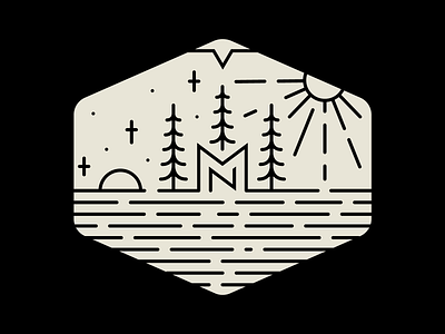 MN Badge badge line logo mark stars sun trees water