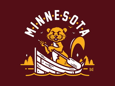 Minnesota Gopher boat gopher illustration logo paddle sports type