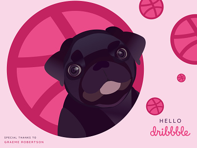 Hello, Dribbble! animal dog illustration art pug vector web