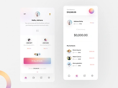 Wallet App | Light 😎 app app design apple application appui color gift card gradient ios minimal mobile mobile design mobile ui trend ui ui design wallet