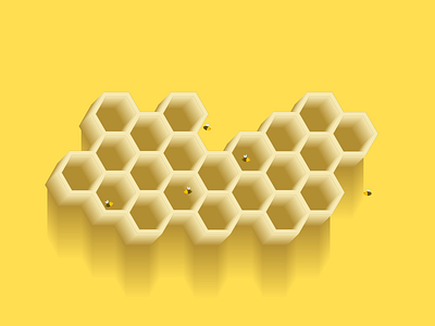 Honeycomb & bees design illustration