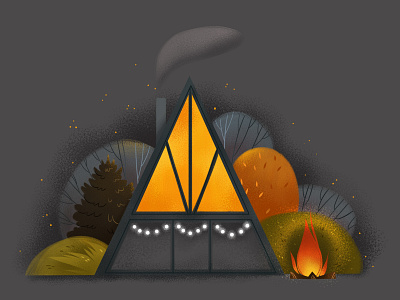 Triangular house🌘 autumn book illustration branding cozy design forest house illustration