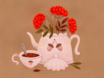 Teapot autumn book illustration illustration kids book photoshop textures