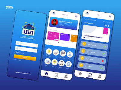 Redesign Student App (AIS UIN Jakarta) by zaydanus app blue branding clean collage design graphic design mobile simple design student app university university app