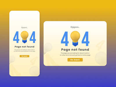 404 error page - mobile and desktop