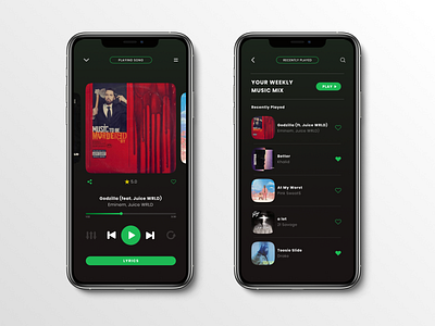 redesign Spotify music player app branding design graphic design mobile music player portrait ui vector