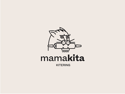 Mamakita branding cat catering design food logo sygnet vector