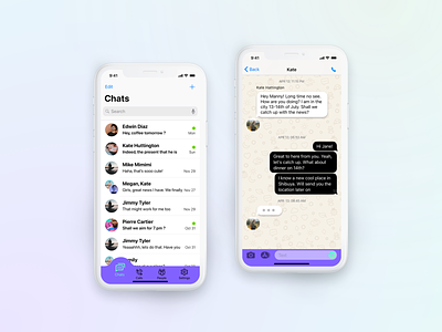 Messaging app 2021 design bold colors careerfoundry chats contacts lists messages messaging app ui violet