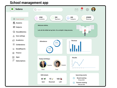 School management app dashboard app dashboard design dashboard ui erp lms school management uidesign web design