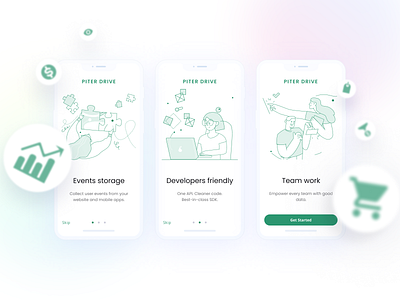 Onboarding on PITER DRIVE app design green green ui illustration onboarding ui ui design