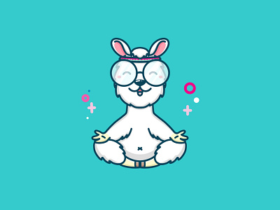 Roberto the yoga teacher branding character cute cute art design digitalart fitness glasses hippie illustration kawaii llama llamas logo yoga