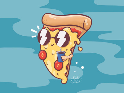 Party pizza boy branding character cool cute cute art design digitalart illustration kawaii logo party pizza sunglasses