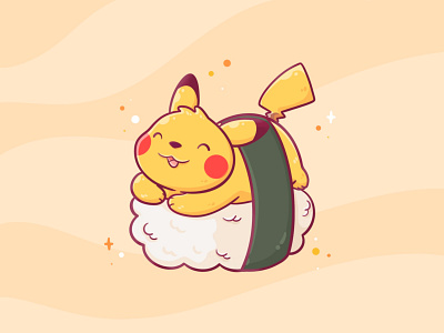 Sushi-chu branding character cute cute art design digitalart fast food illustration kawaii logo pikachu pokemon pokémon sushi ui