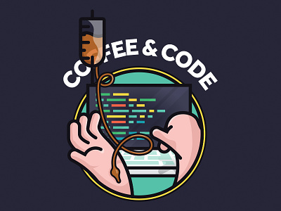 T-shirt illustration code coders coding coffee illustration iv laptop