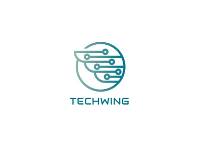 Tech Wing Logo Design airplan bird flight fly startup tech technology wing wings