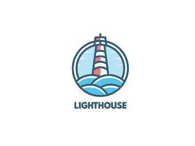 Lighthouse Logo Design blue design light lighthouse lighthouse logo marine sea ship water