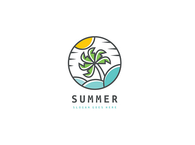 Summer Palm Beach Logo 3ab2ou agency beach colorful palm palmtree summer sunset tour tourist vacation