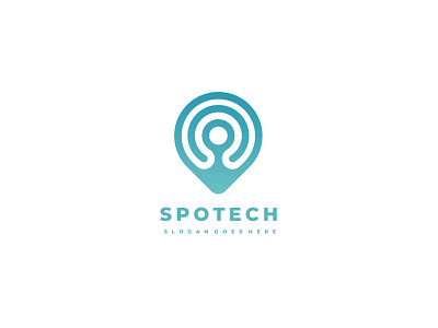 Spot Technology Logo Design 3ab2ou blue data finder location spot startup tech tech logo technology template