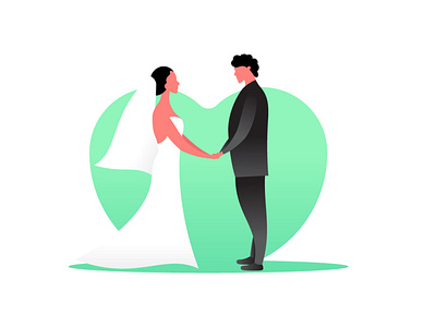 Couple Wedding -Flat Illustration