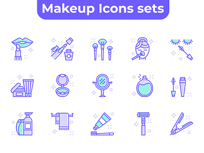 Makeup Icons Sets beauty beauty salon female girl icons illustration make up makeup purple salon sets