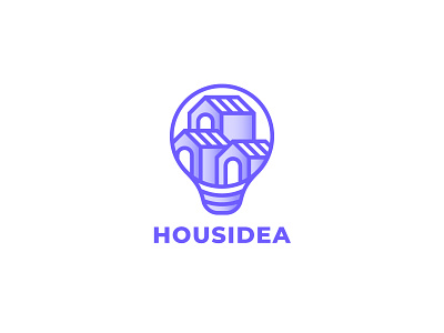 House Idea Logo bulb bulb logo house idea interior design logo template purple residence