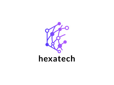 Hexagon Tech Logo data hexa hexagonal logo network networking purple tech tech logo technology