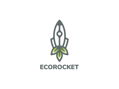 Eco and Green Rocket Logo eco green leaf logo nature rocket start startup tech
