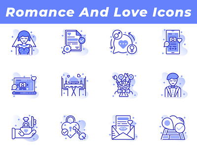 Romance and Love Icons 3ab2ou bride couple icons love pack purple romance set valentine wedding