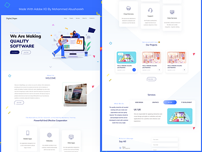 Digital Pages IT company landing page app branding design flat illustration logo ui ux vector website