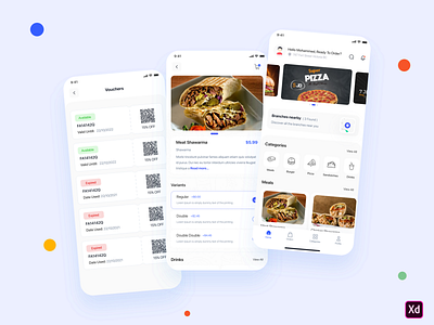 Food delivery Application app design flat ui ux