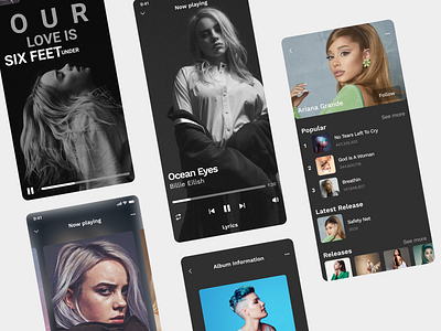 🎵Music player UI apple music ariana grande art artist billie eilish halsey lyrics music music app music player music player app player player ui podcast singer song soundcloud spotify ui youtube