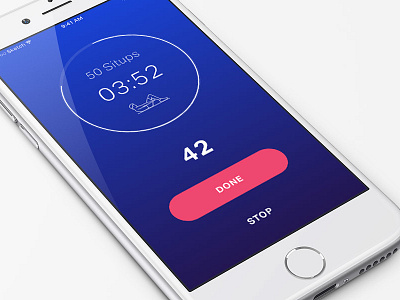 Workout Tracker 041 41 app concept dailyui iphone situps timer workout tracker
