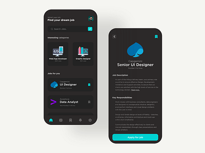 Job finder app design concept