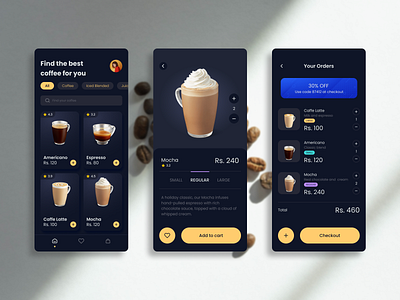 Coffee app app branding coffee app coffee shop design graphic design ui ux vector